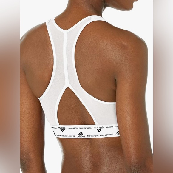 ADIDAS Medium Support Sports Bra Size 2X White with Black Stripes ⚽️ - Picture 2 of 2